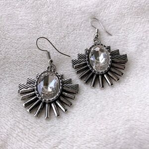 Silver Glam-Goth Crystal Drop Earrings
